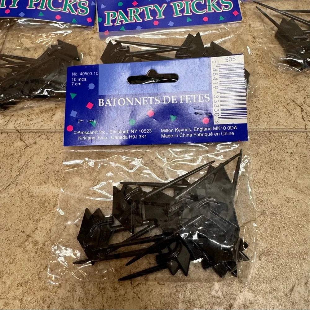 NWT Party Picks Lot of 11 Black Plastic Graduation Cap Cupcake Toppers Picks